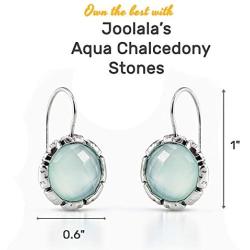 Joolala Aqua Blue Chalcedony Dangling Silver Earrings – 925 Silver Hanging Earrings for Women – Premium Quality and Sturdy – Elegant, Modern Design – Ideal for Office, Special Occasions