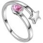Birthstone Adjustable Rings Birth Month Open Rings Gift for Women and Girls 925 Sterling Silver Round Cut Crystal Solitaire Ring Birthstone Band Ring Birthstone Jewelry Gift