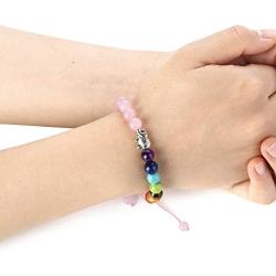 Top Plaza 7 Chakra Bead Bracelet Elephant Gifts Distance Couples Bracelets Lava Rock Stone Healing Crystals Yoga Anxiety Bracelets for Women Men