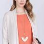 RIAH FASHION Bohemian Fringe Tassel Pendant Statement Necklace - Silky Strand Semi Circle Thread Leaf Marquise Fan Charm Long Chain