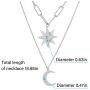 KLKE Layered Gold Necklaces for Women Jewelry Dainty Moon and Star Pendant Choker Necklaces for Womens Day Gifts