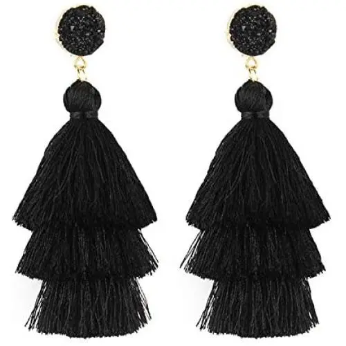 Tassel Earrings Drop Dangle Bohemian Colorful Layered Tiered Thread Fringe Stud Earrings Tassel Earrings Drop Dangle Bohemian Colorful Layered Tiered Thread Fringe Stud Earrings