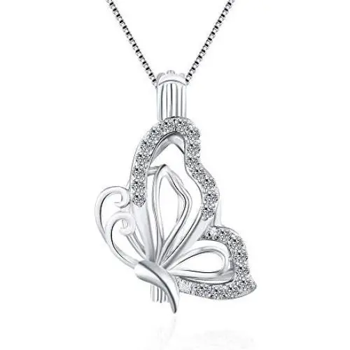 LGSY Sterling Silver Butterfly CZ Pearl Cage Pendants for Women, Essential Oil Diffuser Lockets for Pearl Jewelry LGSY Sterling Silver Butterfly CZ Pearl Cage Pendants for Women, Essential Oil Diffuser Lockets for Pearl Jewelry