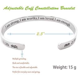 RENYILIN Creative Cuff Bracelet, Zodiac Bracelet, Inspirational Stainless Steel Bracelet for Men and Women