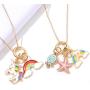 4pcs Pendant Necklaces for Kids Girls Unicorn Rainbow Mermaid Love Heart Starfish Conch Pendants Tiny Gold Plated Play Necklace Jewelry Party Favors Gifts for Little Girls Daughter