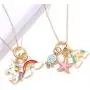 4pcs Pendant Necklaces for Kids Girls Unicorn Rainbow Mermaid Love Heart Starfish Conch Pendants Tiny Gold Plated Play Necklace Jewelry Party Favors Gifts for Little Girls Daughter