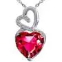 Lab-Created Gemstone Birthstone Heart and Diamond Accent Necklace Pendant Charm in 10k White Gold or 10k Yellow Gold plated or 925 Sterling Sliver with 18” Chain (Choose your Birthstone)