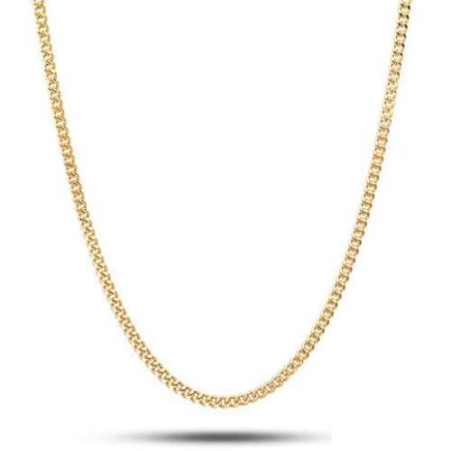 18K Solid Gold 1.8MM, 2.5MM, 3MM, 3.8MM, 4.5MM, 5.5MM, 7MM Cuban Curb Link Chain Necklace- Made In Italy
