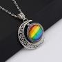 BEKECH Gay Pride Rainbow Necklace Crescent Moon Charm Rainbow Pendant Necklace Gay & Lesbian LGBT Pride Gifts Rainbow Jewelry LGBT Jewelry Lesbian Gift