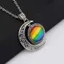 BEKECH Gay Pride Rainbow Necklace Crescent Moon Charm Rainbow Pendant Necklace Gay & Lesbian LGBT Pride Gifts Rainbow Jewelry LGBT Jewelry Lesbian Gift