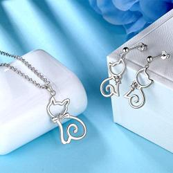 Besilver Cute Animal Pendant Necklace Charm 925 Sterling Silver Cat/Snake/Sloth/Dolphin/Starfish/Snail/Shark Cute Animal Jewelry Gift for Women Girl