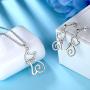 Besilver Cute Animal Pendant Necklace Charm 925 Sterling Silver Cat/Snake/Sloth/Dolphin/Starfish/Snail/Shark Cute Animal Jewelry Gift for Women Girl