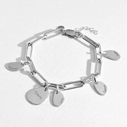 MyNameNecklace Personalized Chain Link Bracelet with Engraved Charms Sterling Silver 925 or Gold Plating - Custom Made Multiple Charm Jewelry Gift