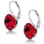 925 Sterling Silver 10.00MM Rose Red Earrings Made with Swarovski Crystals
