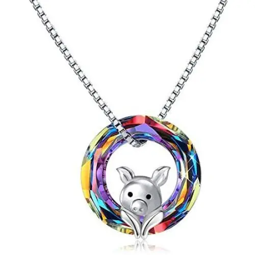 JUSTKIDSTOY Pig Necklace Jewelry 925 Sterling Silver Cute Animal Pendant Necklace with Crystal Gift for Women Girl Birthday JUSTKIDSTOY Pig Necklace Jewelry 925 Sterling Silver Cute Animal Pendant Necklace with Crystal Gift for Women Girl Birthday
