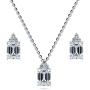 BERRICLE Rhodium Plated Sterling Silver Emerald Cut Cubic Zirconia CZ Solitaire Bridal Bridesmaid Fashion Necklace and Earrings Set