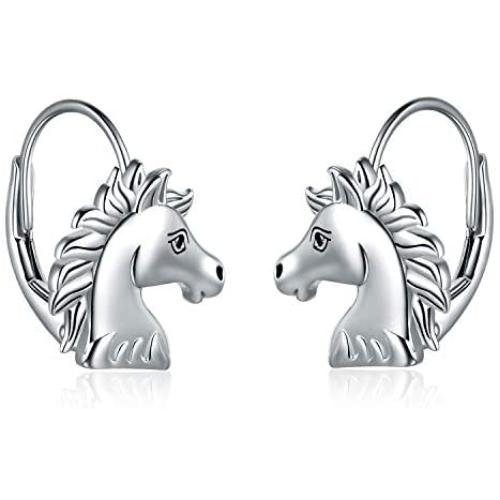 Bee/Elephant/Sunflower/Horse/Sloth Earrings Sterling Silver Leverback Dangle Earrings for Women Hoop Earrings Jewelry Gifts for Women Girls