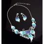 Vintage Statement Necklace and Earrings Set Flower Leaf Pendants Bib Necklaces Fashion Chunky Jewelry for Women Girls