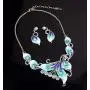 Vintage Statement Necklace and Earrings Set Flower Leaf Pendants Bib Necklaces Fashion Chunky Jewelry for Women Girls