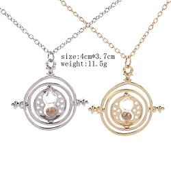 YienDoo Vintage Sand Clock Necklace Sand Glass Large Pendant Hourglass Pendant Time-Turner Necklace Jewelry for Women and Girls (Gold)