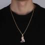 Moca Jewelry Hip Hop Iced Out Bling Personality Owl Pendent 18K Gold Plated Chain Necklace for Men Women