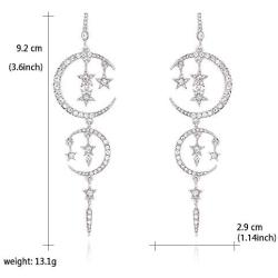 Exaggerated Luxury Sun Moon Stars Drop Earrings Rhinestone Punk Earrings for Women Jewelry Golden Boho Vintage Earrings