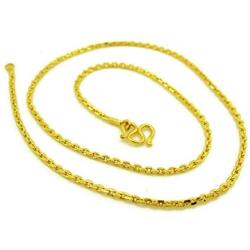 24k Thai Yellow Gold Plated Thin Chain Necklaces 18 inch Long Mini Cross Chain 2 mm Fashion Jewelry