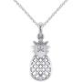 Cute Pineapple Pendant Necklace in 925 Sterling Silver With 0.10 Ct Natural Diamond (I1-I2/G-H) (white-gold-plated-silver)