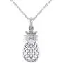Cute Pineapple Pendant Necklace in 925 Sterling Silver With 0.10 Ct Natural Diamond (I1-I2/G-H) (white-gold-plated-silver)