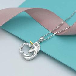 ACJNA 925 Sterling Silver Unicorn Pendant Necklace Jewelry for Girl Women