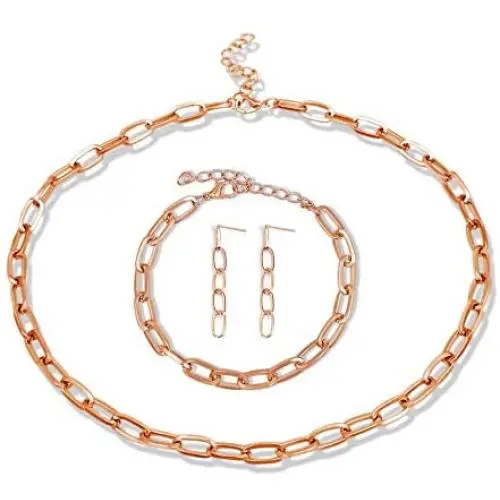 14K Gold Plated Paperclip Alloy Link Chain Choker Necklace Bracelet Earrings Set Punk Oval Dainty Chunky Chain Flat Link Costume Jewelry Set for Women Girls Men Party Gifts Jewelry 14K Gold Plated Paperclip Alloy Link Chain Choker Necklace Bracelet Earrings Set Punk Oval Dainty Chunky Chain Flat Link Costume Jewelry Set for Women Girls Men Party Gifts Jewelry