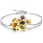 Santuzza Sunflower Bracelets Genuine 925 Sterling Silver Gorgeous Yellow Nano Cubic Zirconia Handmade Enamel Jewelry for Women