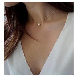 Yfe Pearl Choker Single Tiny Pearl Necklace for Women and Girls Simple Jewelry Minimalist Necklace (Gold 1 layer)