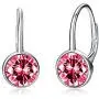 TOUPOP 12 Birthstone Earrings s925 sterling silver Leverback Drop Earrings with Crystal Jewelry Gift for Women Teen Girl Birthday Christmas