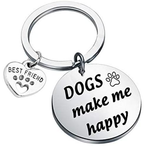 Dog Lover Keychain Gifts Pets Owner Gifts Best Friend Dog Gifts Paw Print Jewelry Puppy Doggie Animal Lover Gifts Dogs Make Me Happy