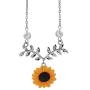 JOYID Sweet Sunflower Pearl Leaf Pendant Necklace Resin Daisy Flower Clavicular Chain Fashion Jewelry for Women