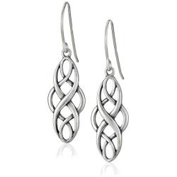 Sterling Silver Celtic Design Oval Dangle Earrings