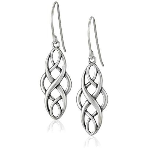 Sterling Silver Celtic Design Oval Dangle Earrings