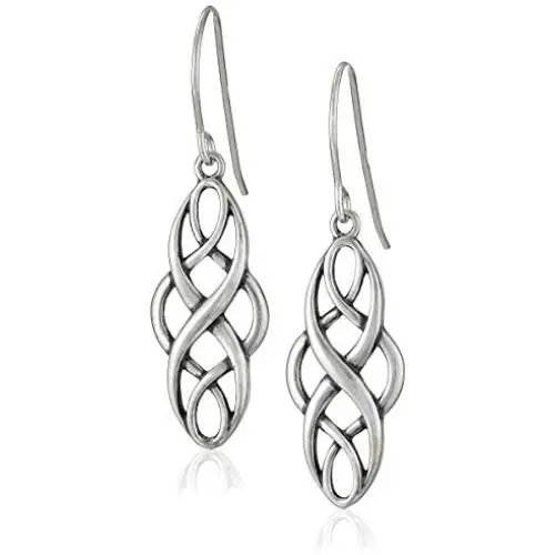 Sterling Silver Celtic Design Oval Dangle Earrings Sterling Silver Celtic Design Oval Dangle Earrings
