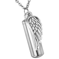 HooAMI Angel Wing Charm Memorial Urn Necklace/Keychain Cremation Jewelry for Ashes Keepsake Pendant