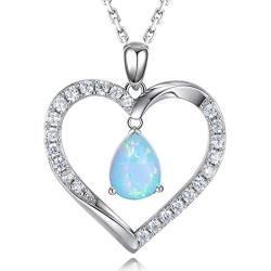 HAOSG 925 Sterling Silver Love Heart April Birthstone Simulated Diamond Necklace Mothers Day Birthday Jewelry Gifts for Her Women Girls, 16''+2'' Adjustable Chain