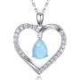 HAOSG 925 Sterling Silver Love Heart April Birthstone Simulated Diamond Necklace Mothers Day Birthday Jewelry Gifts for Her Women Girls, 16''+2'' Adjustable Chain