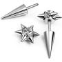 Aroncent 10 PCS Stainless Steel Men Women Ear Stud Earring Huggies Piercing Spike Rivet Cone Taper Silver