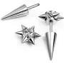 Aroncent 10 PCS Stainless Steel Men Women Ear Stud Earring Huggies Piercing Spike Rivet Cone Taper Silver Aroncent 10 PCS Stainless Steel Men Women Ear Stud Earring Huggies Piercing Spike Rivet Cone Taper Silver