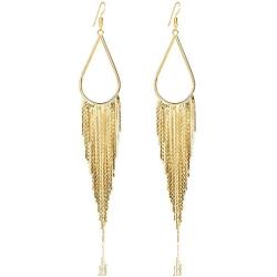 VIJIV 1920s Long Drop Tassel Earrings 20s Flapper Jewelry Costume Accessories