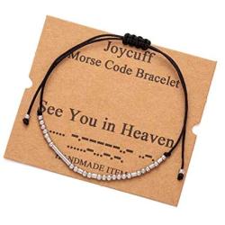 Inspirational Morse Code Encouragement Bracelets for Women Funny Jewelry Gifts for Teen Girls Daughter Sister Best Friend Friendship Adjustable Dainty Silk Beaded Wrap Bracelet