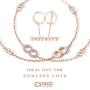 T400 925 Sterling Silver Rose Gold Infinity Pendant Necklace Link Bracelet with AAA Cubic Zirconia Gift for Women Girls