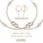 T400 925 Sterling Silver Rose Gold Infinity Pendant Necklace Link Bracelet with AAA Cubic Zirconia Gift for Women Girls