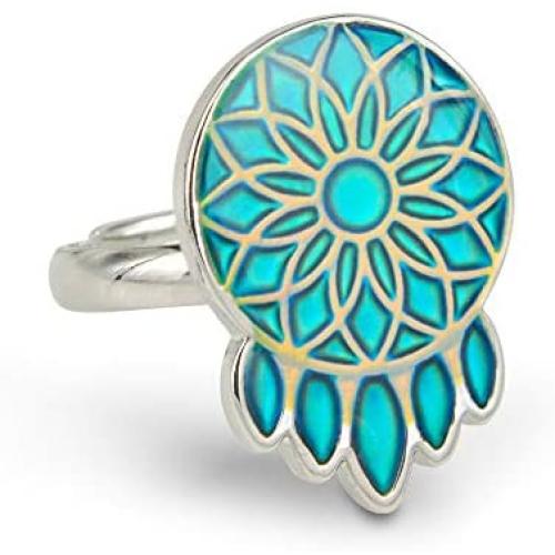 Fun Jewels Dream Catcher Color Change Mood Ring, Retro Bohemian Jewelry, Gift for Women Girls, Size Adjustable