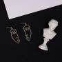 Art Abstract Side Face Silhouette Stud Earrings for Women Girl Minimalist Hollow Face Fun Drop Dangle Earrings Geometric Face Jewelry